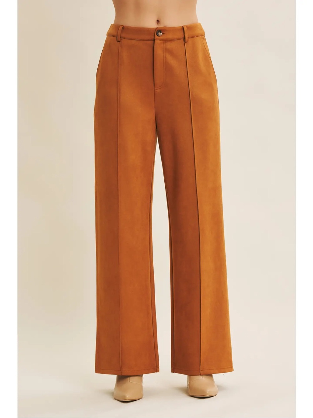(503) Vegan Suede Straight Leg Pants with Pin Tuck - S - NWT